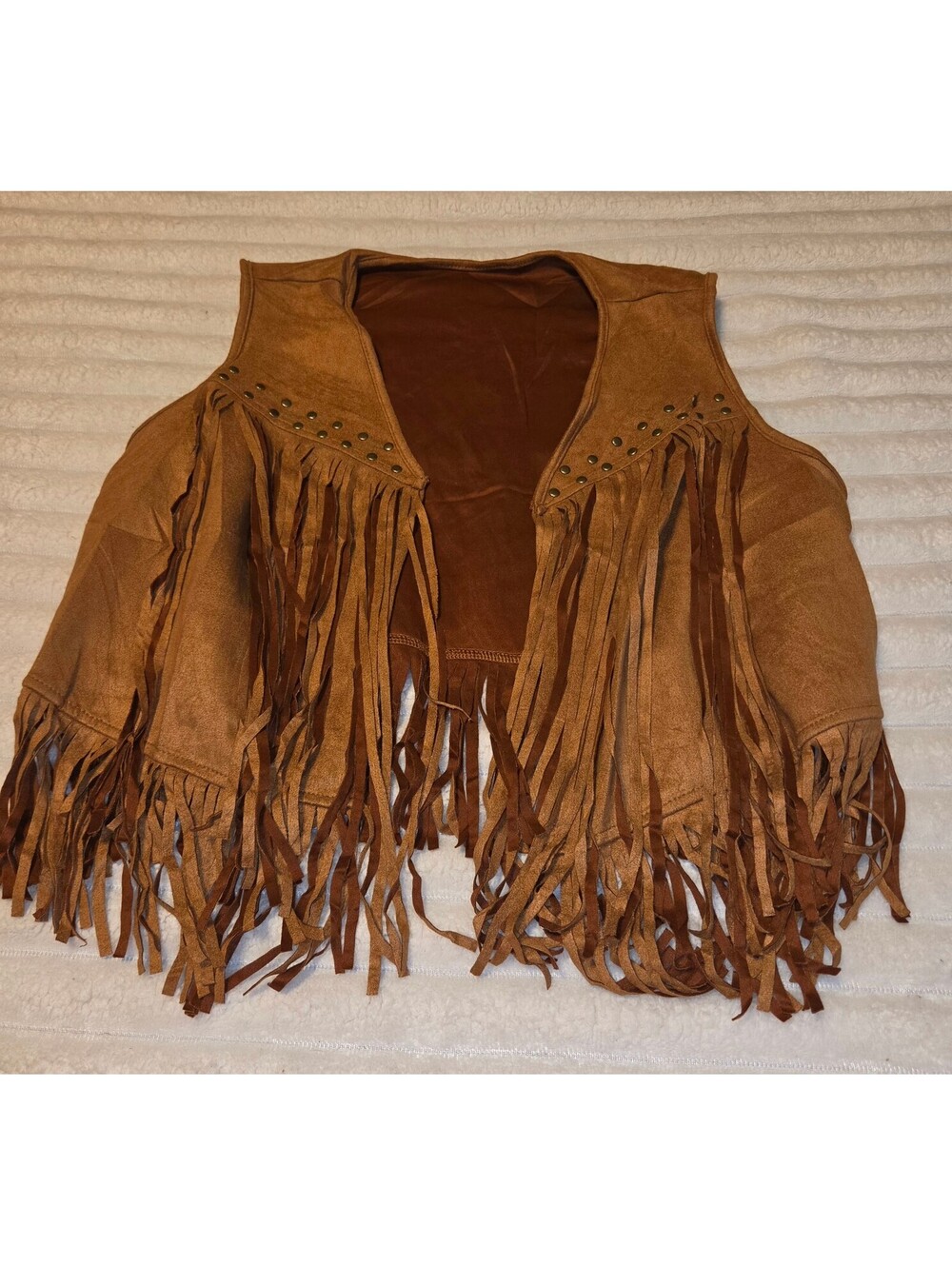 Brown Faux Suede Fringe Vest Size XL Plus NWOT